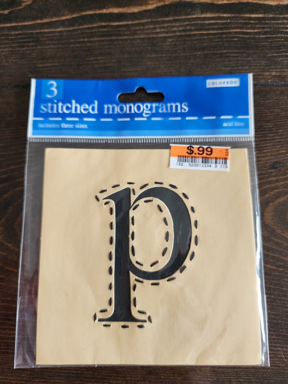 COLORBOK Stitched Monograms Letter P 3 Sizes Scrapbooking - Vintage RETIRED # 24